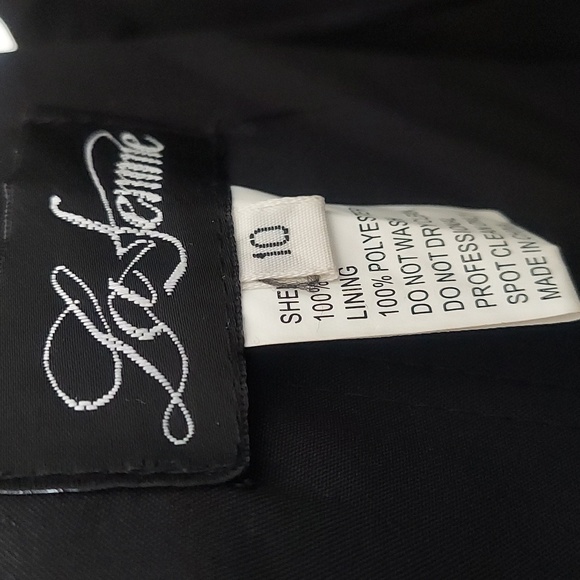 La Femme Strappy Black Satin Ballgown with Front Slit Size 10 - Picture 7 of 7